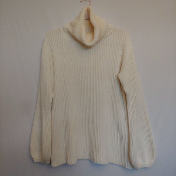 Steele. Label cream chunky cream fisherman turtleneck sweater Small - Picture 1 of 14